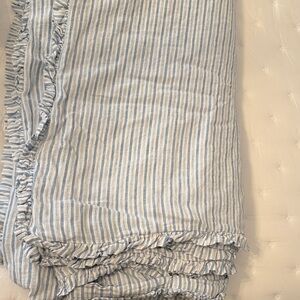 West Elm Striped Blue and White linen duvet cover-king size